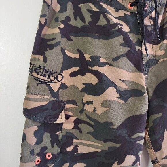 Gecko Hawaii Camo Beach Cargo Shorts  Swim Surf Trunks    Size 36 - Picture 7 of 11